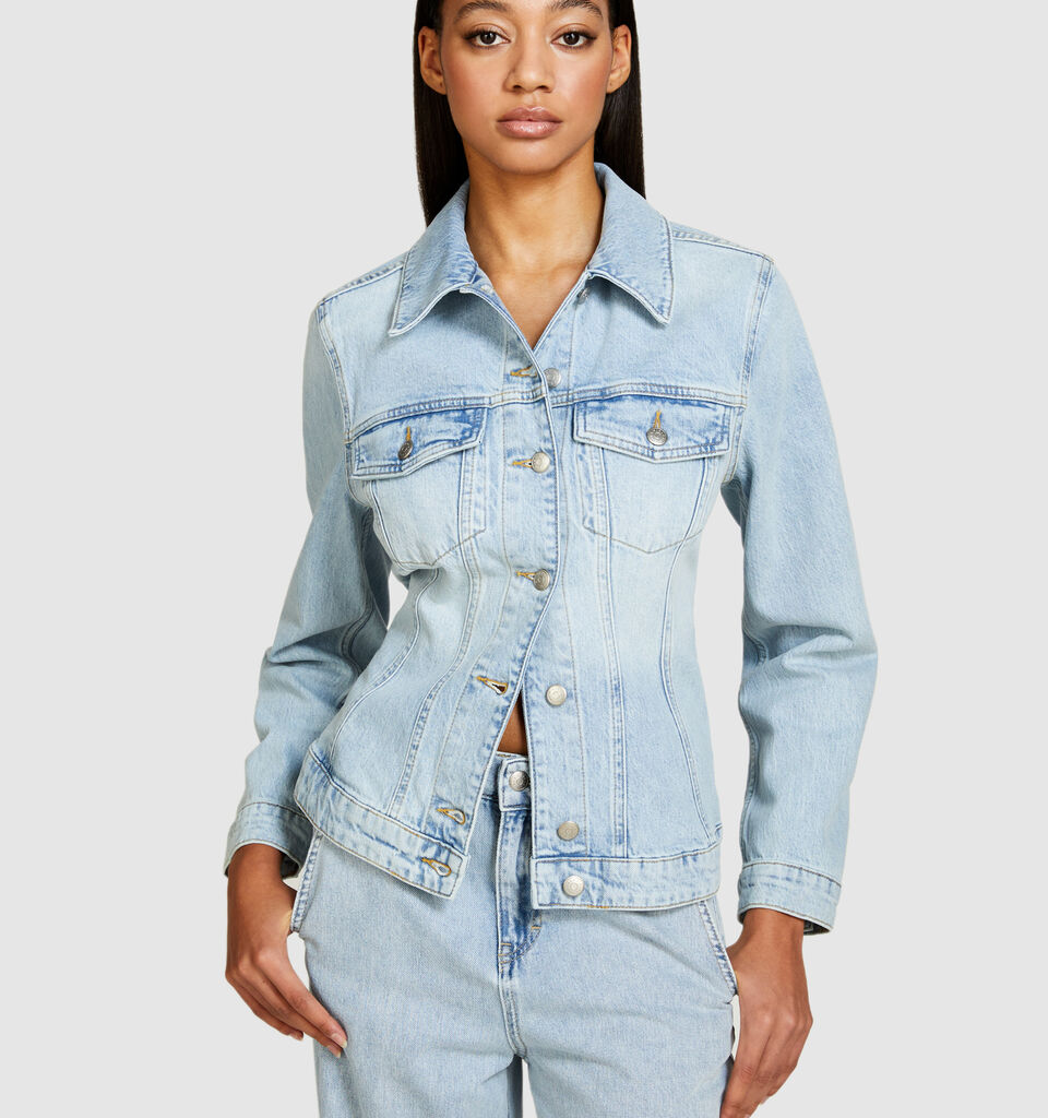Slim fit denim jacket - women's jackets - Light Blue | Sisley image number 4